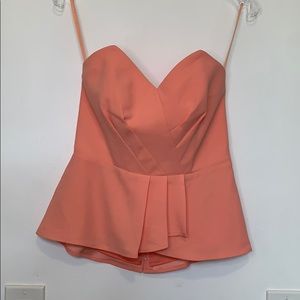 Coral strapless top